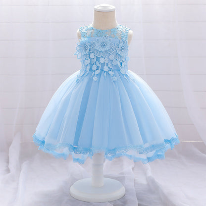 Robe de Bal à Encolure Dégagée Sans Manches Pour Demoiselled'Honneur avec Fleurs Unies