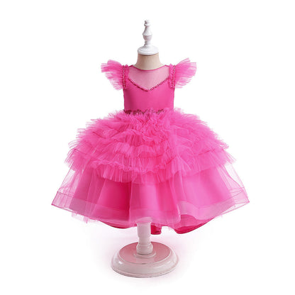 Robe de Bal à Manches Volantées et Perles Pour Demoiselled'Honneur