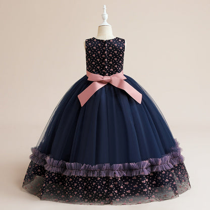 Robe de Bal à Encolure Dégagée Sans Manches avec Nœud Papillon