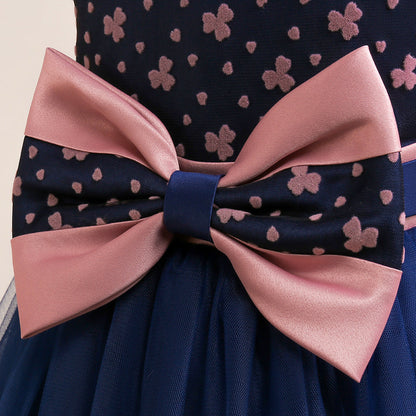 Robe de Bal à Encolure Dégagée Sans Manches avec Nœud Papillon