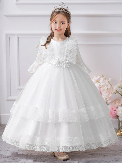 Robe de Bal à Manches 3/4 et Décolleté Plongeant avec Fronces