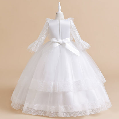 Robe de Bal à Manches 3/4 et Décolleté Plongeant avec Fronces