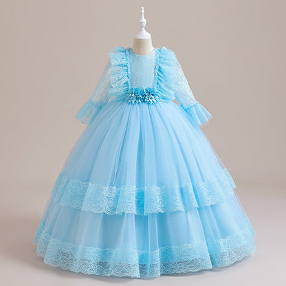 Robe de Bal à Manches 3/4 et Décolleté Plongeant avec Fronces