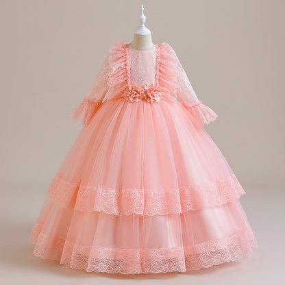 Robe de Bal à Manches 3/4 et Décolleté Plongeant avec Fronces