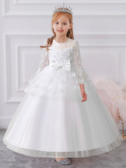 Robe de Bal à Manches 3/4 et Décolleté Plongeant