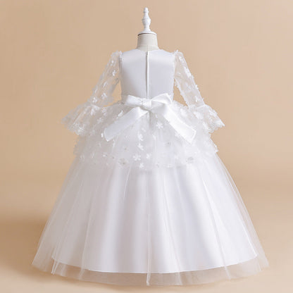 Robe de Bal à Manches 3/4 et Décolleté Plongeant