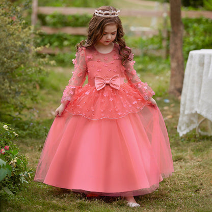 Robe de Bal à Manches 3/4 et Décolleté Plongeant