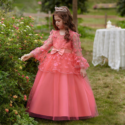 Robe de Bal à Manches 3/4 et Décolleté Plongeant