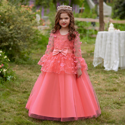 Robe de Bal à Manches 3/4 et Décolleté Plongeant