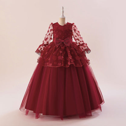 Robe de Bal à Manches 3/4 et Décolleté Plongeant