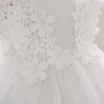 Robe de Bal à Encolure Dégagée Sans Manches Pour Demoiselled'Honneur avec Appliques