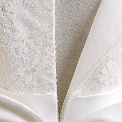 Robe de Bal à Manches Longues et Décolleté Plongeant avec Dentelle