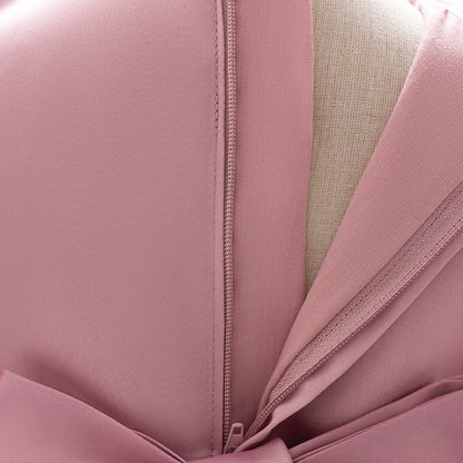 Robe de Bal à Manches Bouffantes et Col Rond Pour Demoiselled'Honneur avec Fleurs Unies