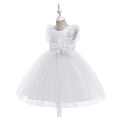 Robe de Bal à Manches Volantées et Perles Pour Demoiselled'Honneur