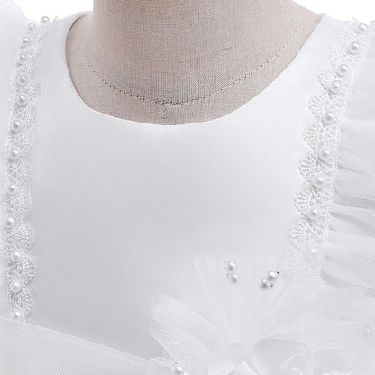 Robe de Bal à Manches Volantées et Perles Pour Demoiselled'Honneur
