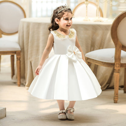 Robe de Bal à Encolure Dégagée Sans Manches Pour Demoiselled'Honneur avec Paillettes