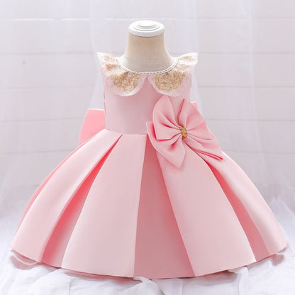 Robe de Bal à Encolure Dégagée Sans Manches Pour Demoiselled'Honneur avec Paillettes