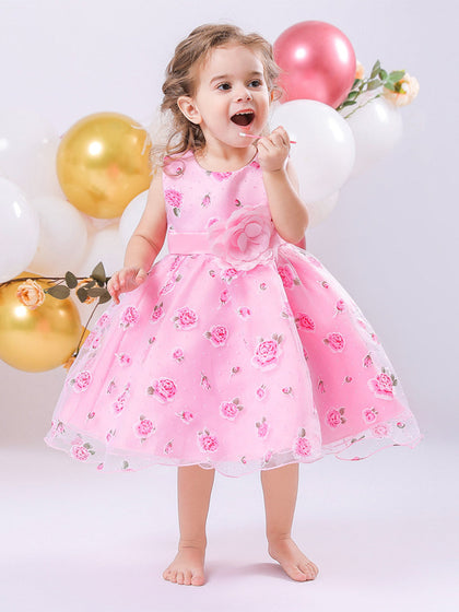 Robe de Bal à Encolure Dégagée Sans Manches Pour Demoiselled'Honneur avec Fleurs Unies