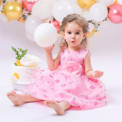 Robe de Bal à Encolure Dégagée Sans Manches Pour Demoiselled'Honneur avec Fleurs Unies