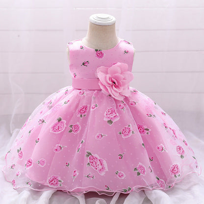 Robe de Bal à Encolure Dégagée Sans Manches Pour Demoiselled'Honneur avec Fleurs Unies