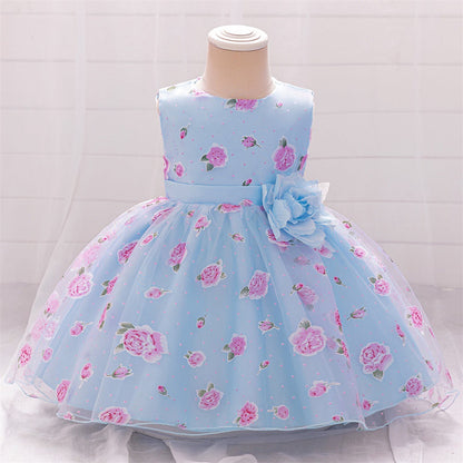 Robe de Bal à Encolure Dégagée Sans Manches Pour Demoiselled'Honneur avec Fleurs Unies