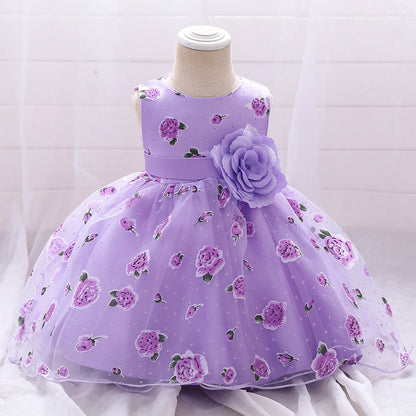 Robe de Bal à Encolure Dégagée Sans Manches Pour Demoiselled'Honneur avec Fleurs Unies