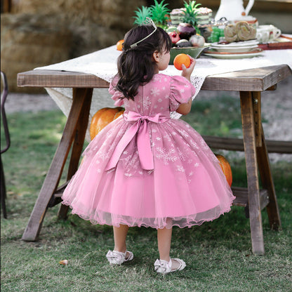 Robe de Bal à Manches Bouffantes et Perles Pour Demoiselled'Honneur