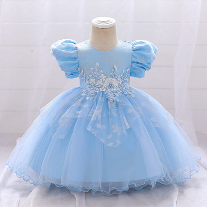 Robe de Bal à Manches Bouffantes et Perles Pour Demoiselled'Honneur