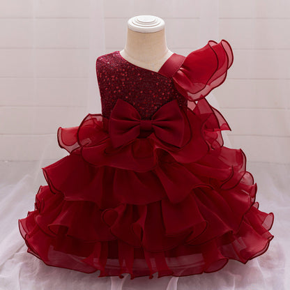 Robe de Bal Asymétrique Sans Manches Pour Demoiselled'Honneur avec Volants
