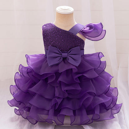 Robe de Bal Asymétrique Sans Manches Pour Demoiselled'Honneur avec Volants