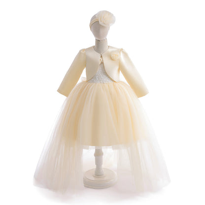 Robe de Bal à Manches 3/4 et Nœud Papillon, Ensemble 2 Pièces
