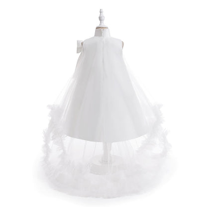 Robe de Bal à Col Haut Sans Manches Pour Demoiselled'Honneur avec Volants