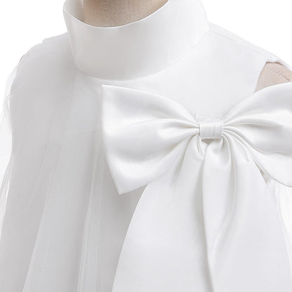 Robe de Bal à Col Haut Sans Manches Pour Demoiselled'Honneur avec Volants