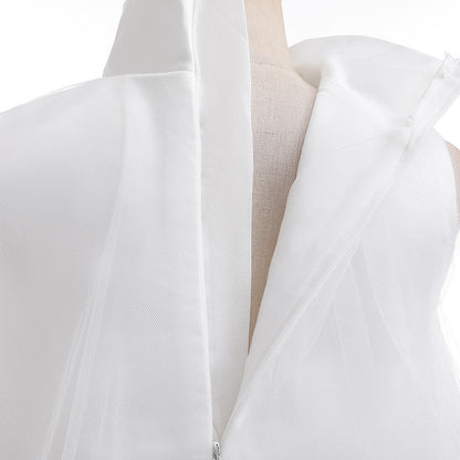 Robe de Bal à Col Haut Sans Manches Pour Demoiselled'Honneur avec Volants
