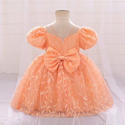 Robe de Bal à Manches Bouffantes et Dentelle Pour Demoiselled'Honneur