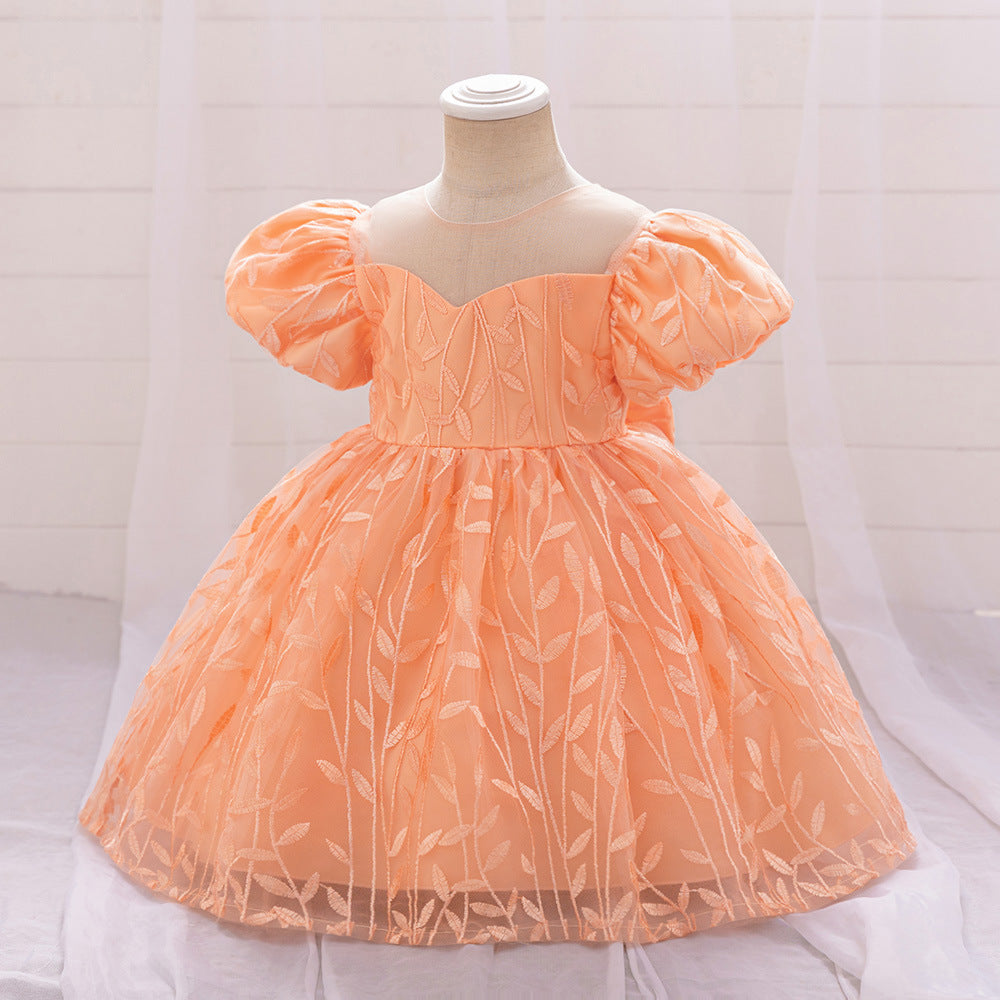 Robe de Bal à Manches Bouffantes et Dentelle Pour Demoiselled'Honneur