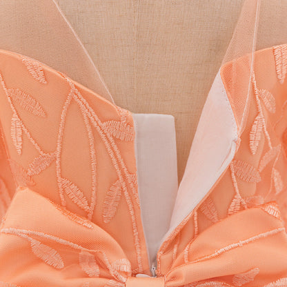 Robe de Bal à Manches Bouffantes et Dentelle Pour Demoiselled'Honneur