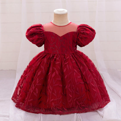 Robe de Bal à Manches Bouffantes et Dentelle Pour Demoiselled'Honneur