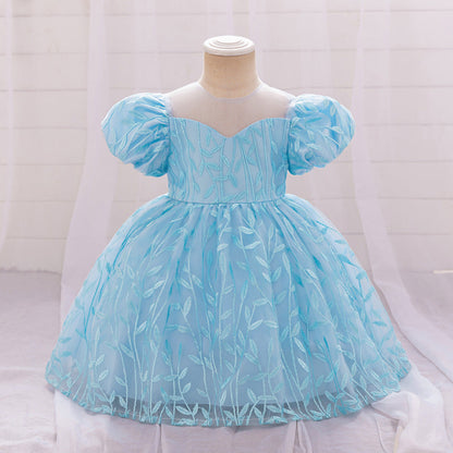 Robe de Bal à Manches Bouffantes et Dentelle Pour Demoiselled'Honneur