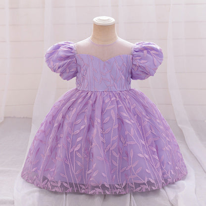 Robe de Bal à Manches Bouffantes et Dentelle Pour Demoiselled'Honneur