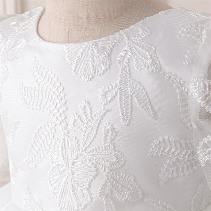 Robe de Bal à Manches Longues et Décolleté Plongeant avec Volants