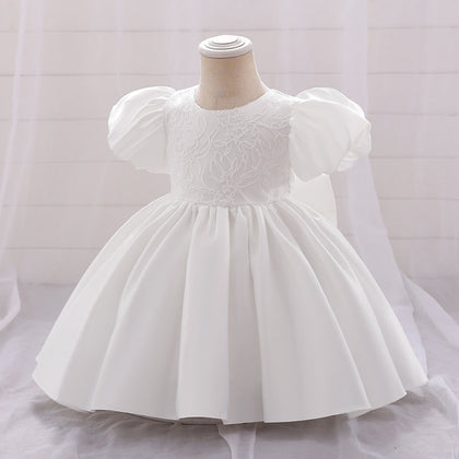 Robe de Bal à Manches Bouffantes et Décolleté Plongeant avec Appliques