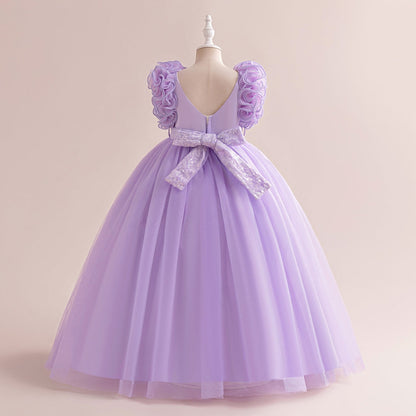 Robe de Bal à Col en V et Sans Manches Pour Demoiselled'Honneur avec Paillettes