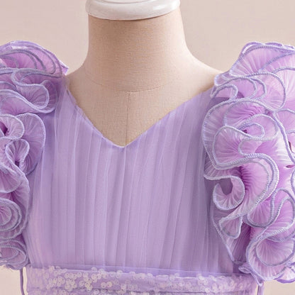 Robe de Bal à Col en V et Sans Manches Pour Demoiselled'Honneur avec Paillettes