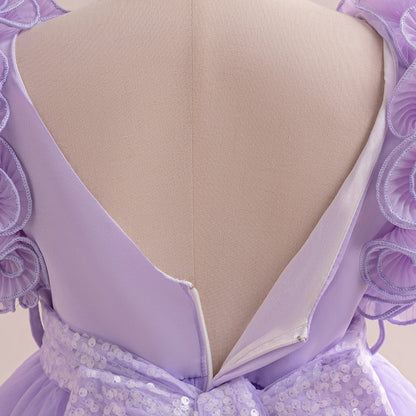 Robe de Bal à Col en V et Sans Manches Pour Demoiselled'Honneur avec Paillettes