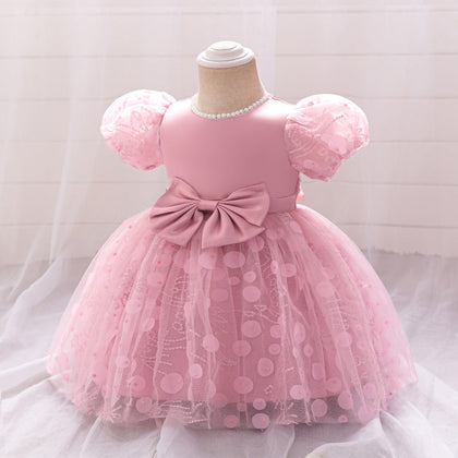 Robe de Bal à Manches Bouffantes et Paillettes Pour Demoiselled'Honneur