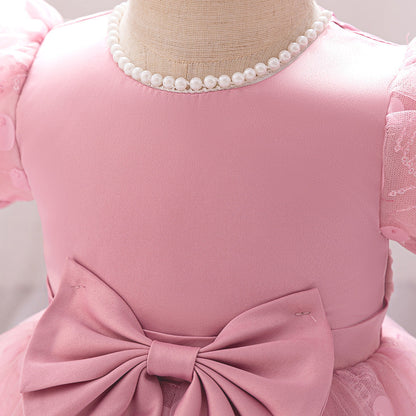 Robe de Bal à Manches Bouffantes et Paillettes Pour Demoiselled'Honneur