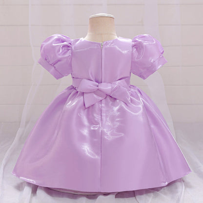 Robe de Bal à Manches Bouffantes et Décolleté Plongeant avec Fronces