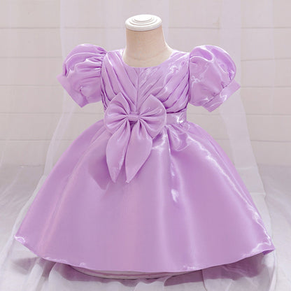 Robe de Bal à Manches Bouffantes et Décolleté Plongeant avec Fronces