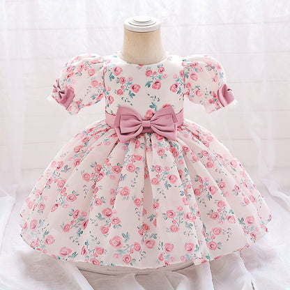 Robe de Bal à Manches Bouffantes et Froncées Pour Demoiselled'Honneur